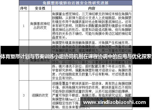 体育塑形计划与节奏训练小组协同机制在课程协调中的应用与优化探索
